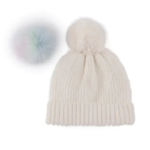 Ivory Pick-A-Pom Knit Hat