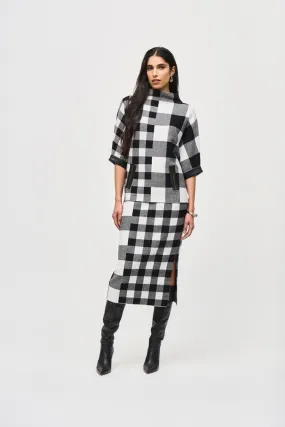 Joseph Ribkoff Plaid Jacquard Knit Skirt 243947