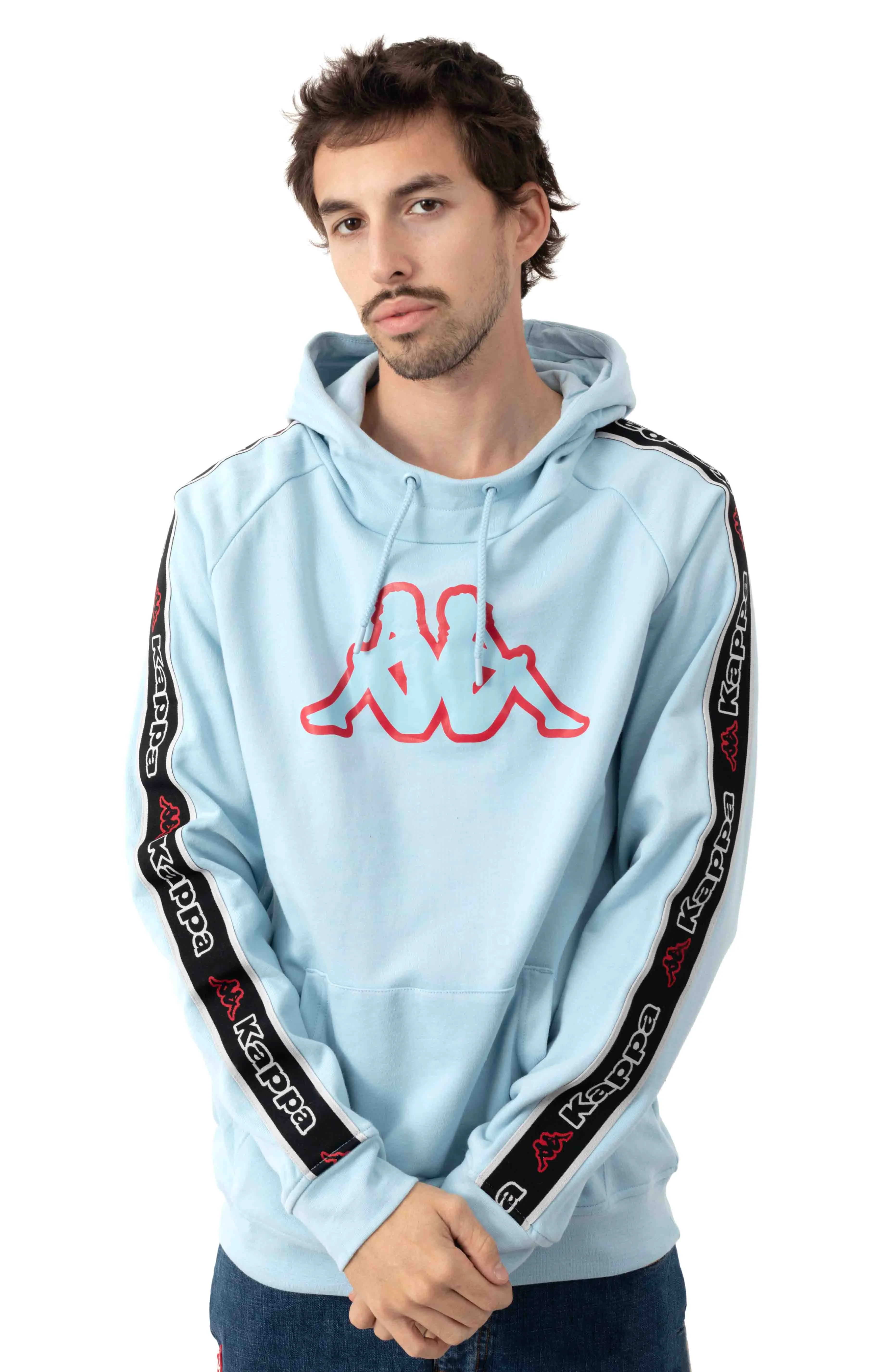 Kappa Men's Hooded Pullover with Logo Tape - Blue Dream