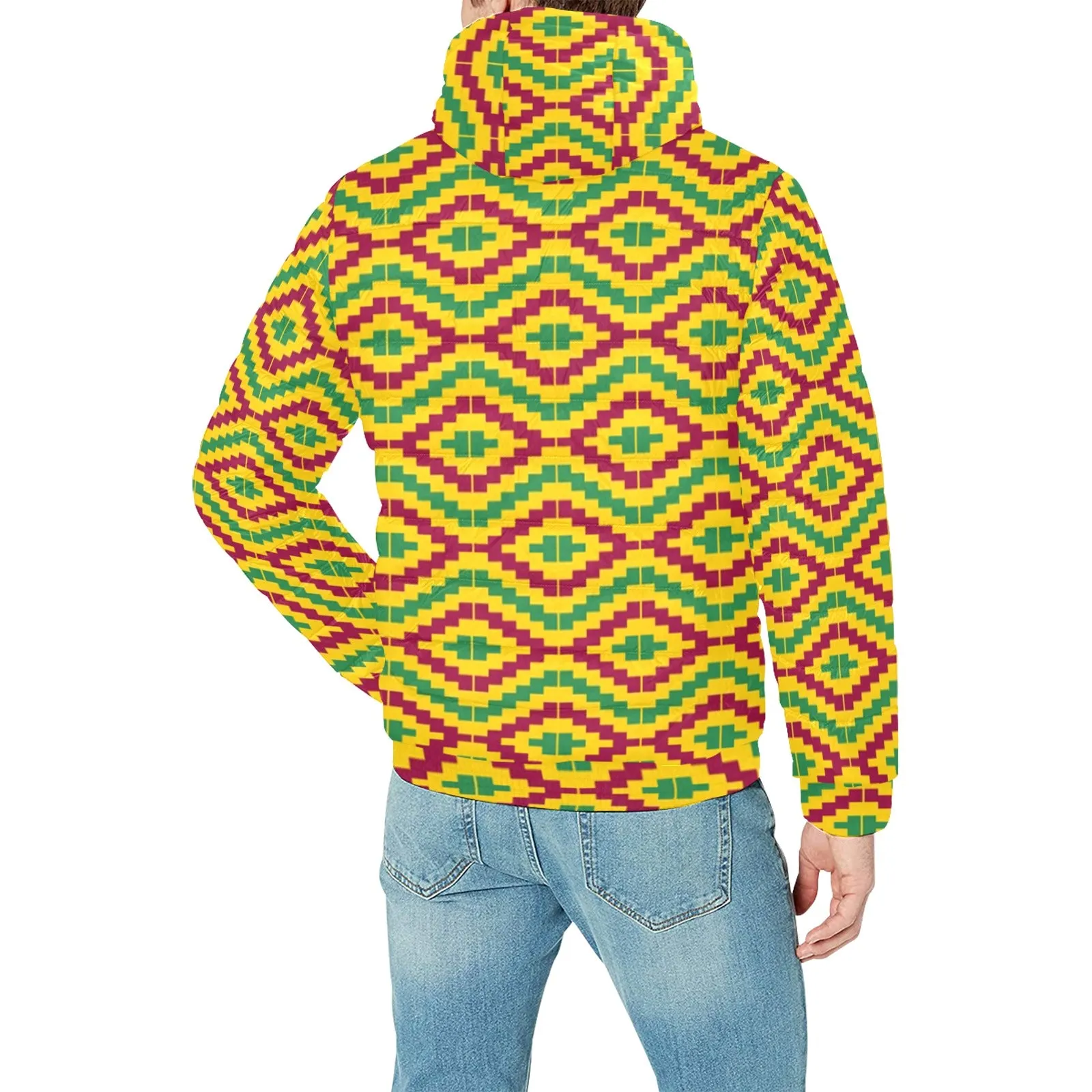 KENTE FRACTAL PADDED HOODIE JACKET Men's Padded Hooded Jacket