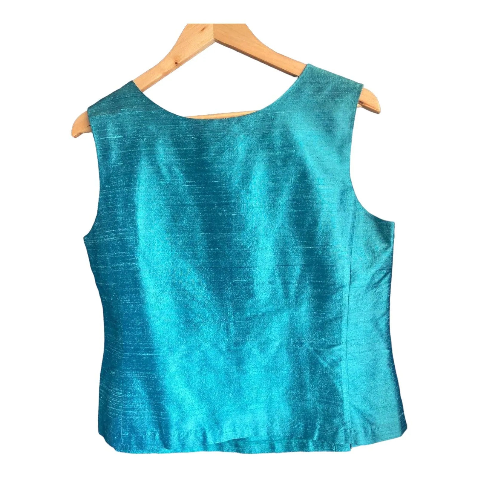 Kirsten Krog Silk Aqua Two Piece Skirt and Sleeveless Top UK Size 14