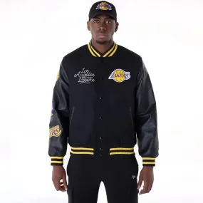 La Lakers Nba Patch Black Varsity Jacket