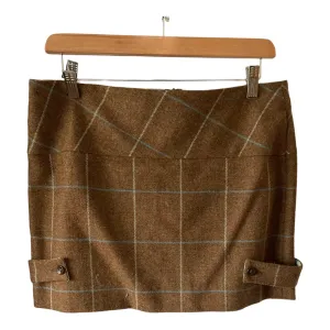 Liberty Freedom Wool Brown Plaid Mini Skirt Ku Size 12