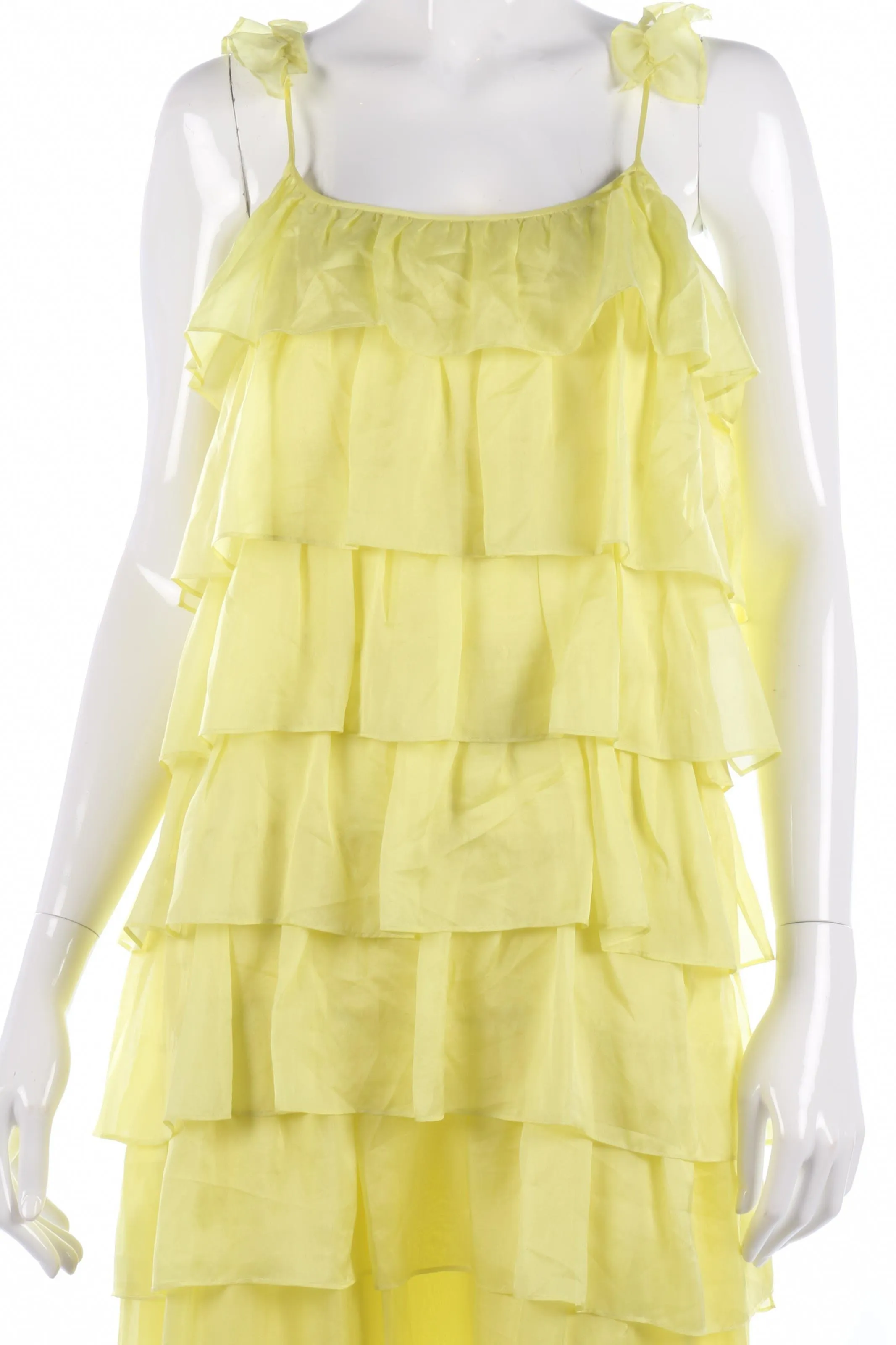 Long yellow silk ruffle dress yellow size 8/10