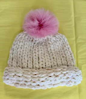 MaeLi Rose Cream Knit Winter Hat