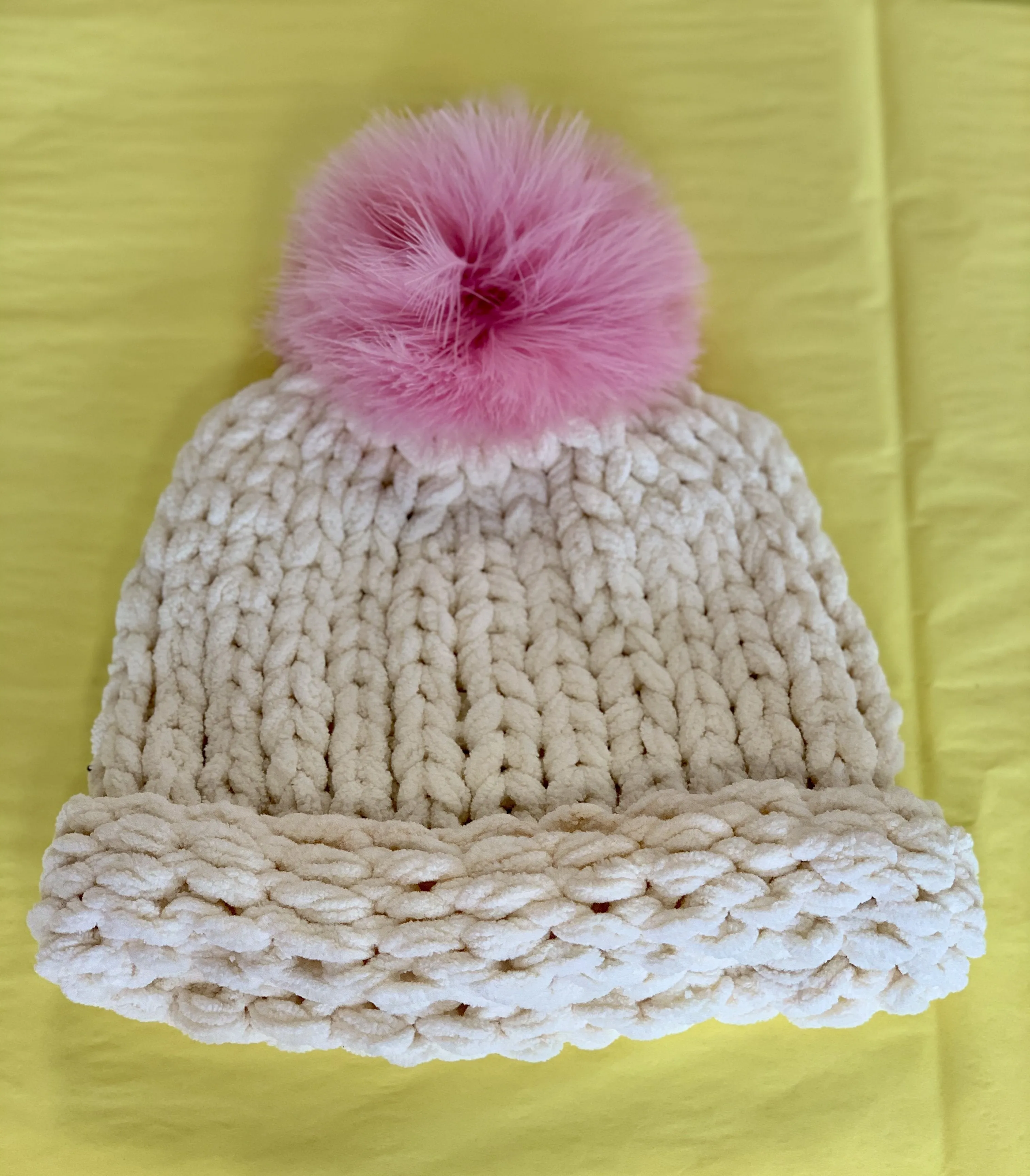 MaeLi Rose Cream Knit Winter Hat