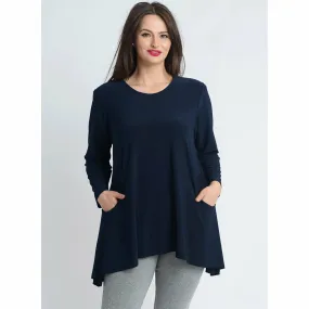 Magna Long Sleeve Pocket Tunic in Navy