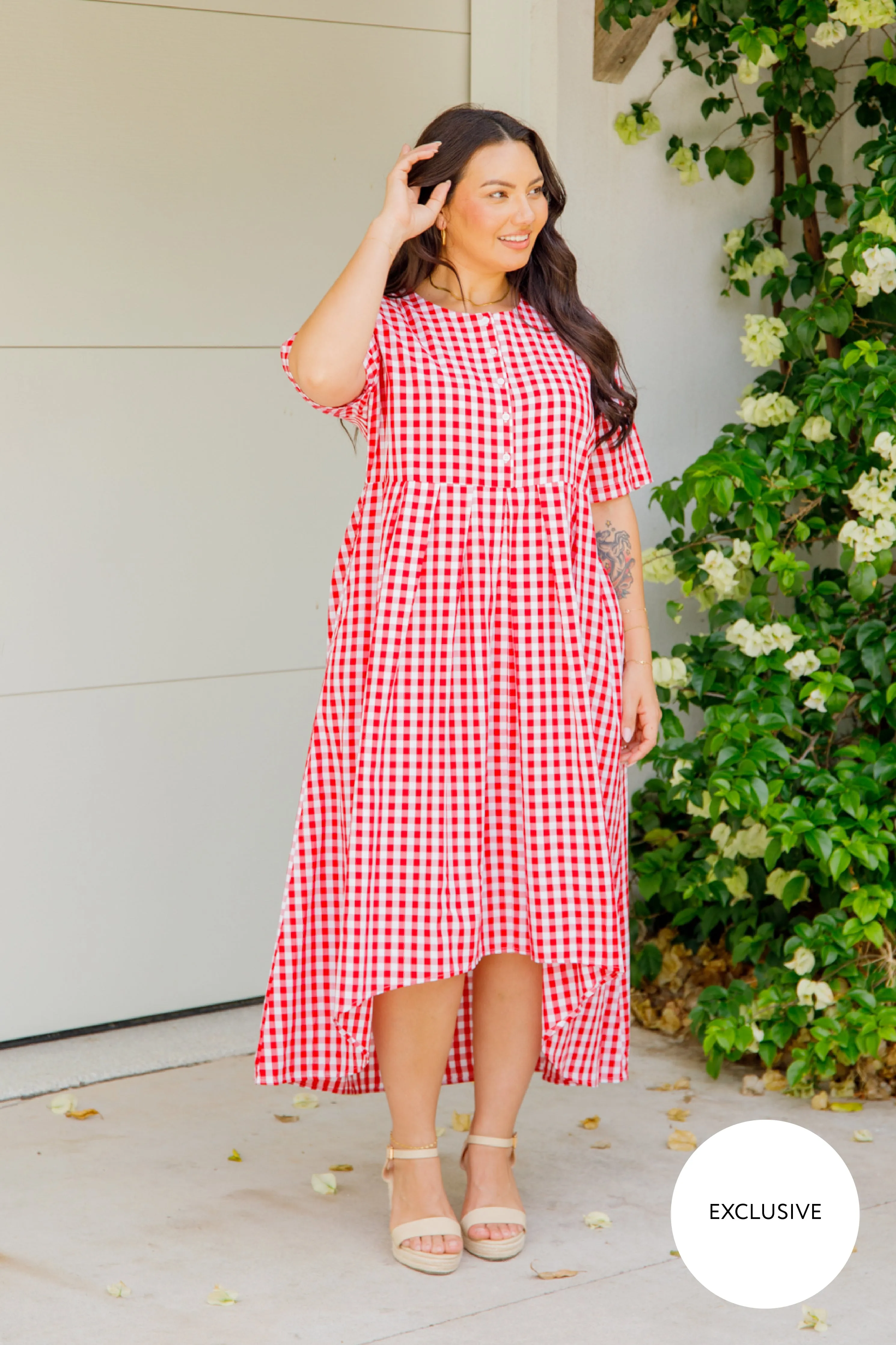 Maia Dress | Red Gingham