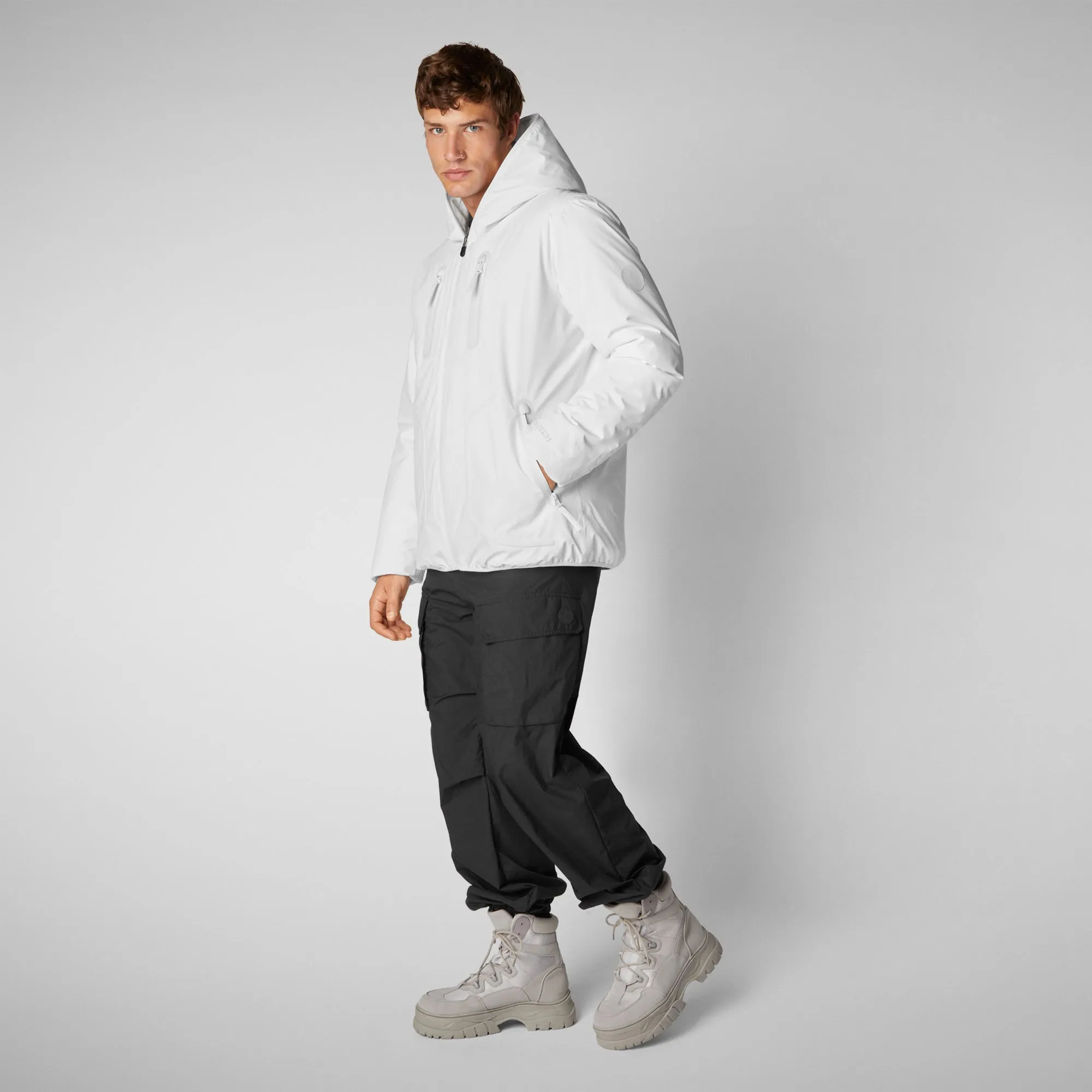 Man's hooded parka Benedict in white