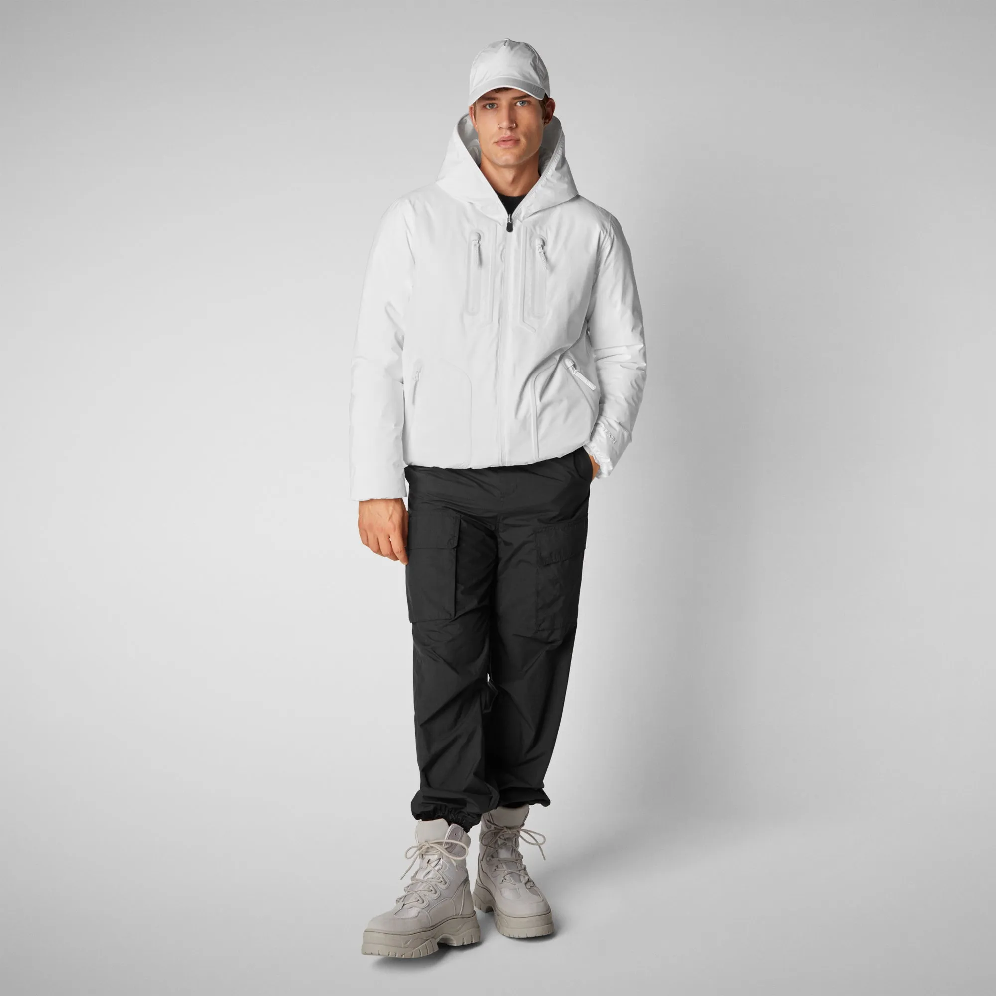 Man's hooded parka Benedict in white