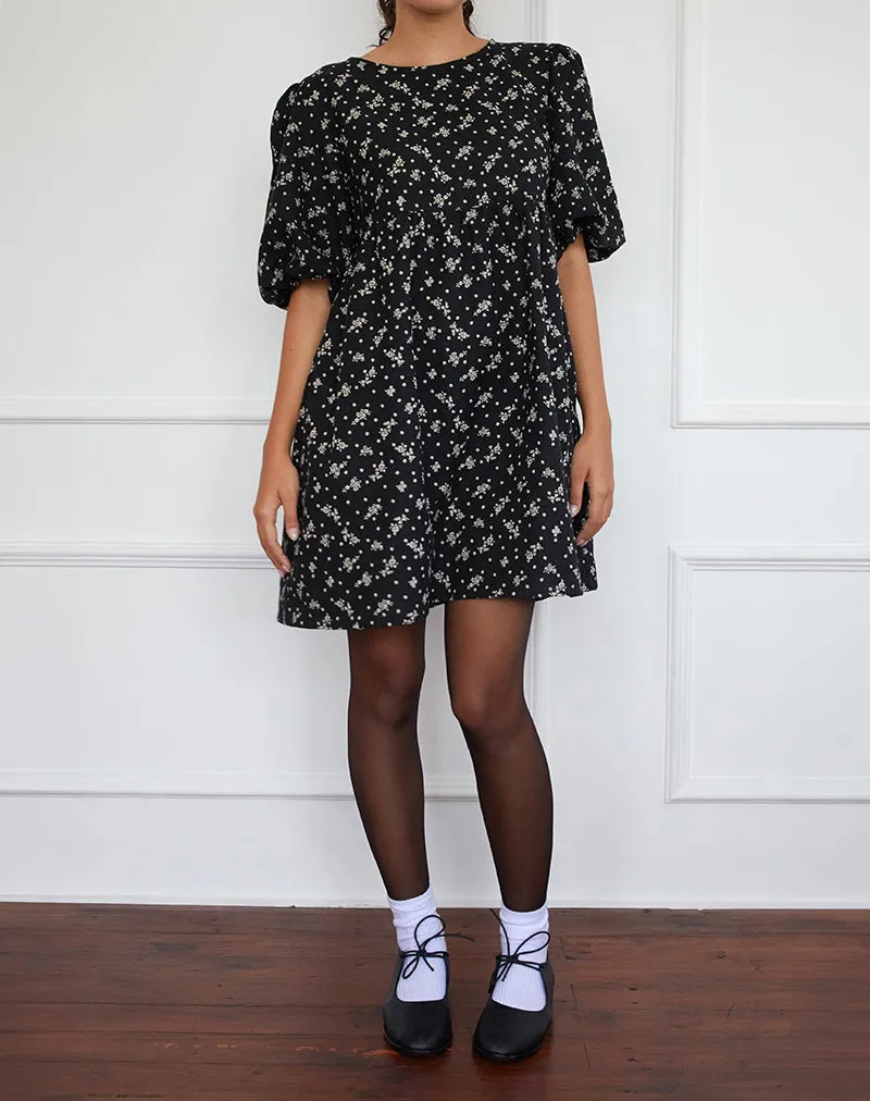 Marate Mini Dress in Floral Land Black