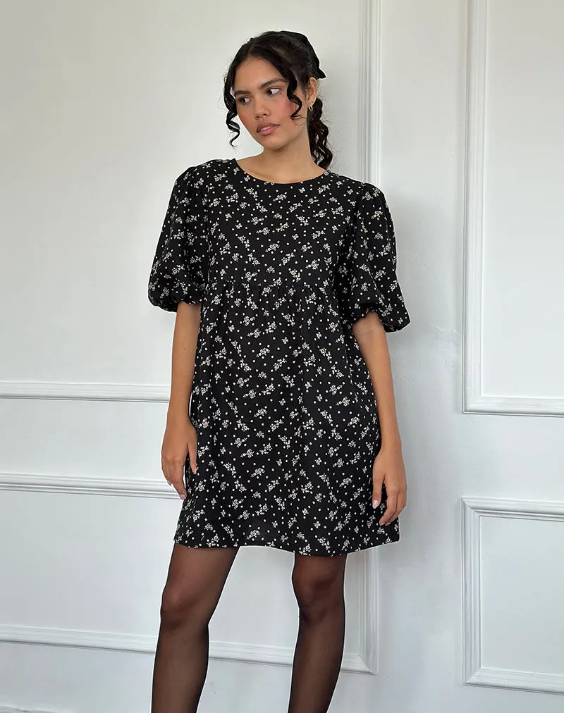 Marate Mini Dress in Floral Land Black