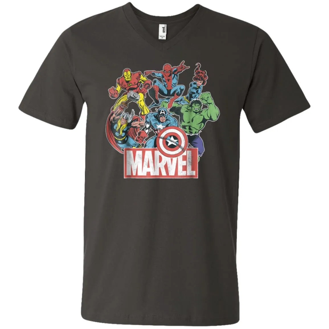 Marvel Avengers Team Retro Comic Vintage Graphic Men V-Neck T-Shirt