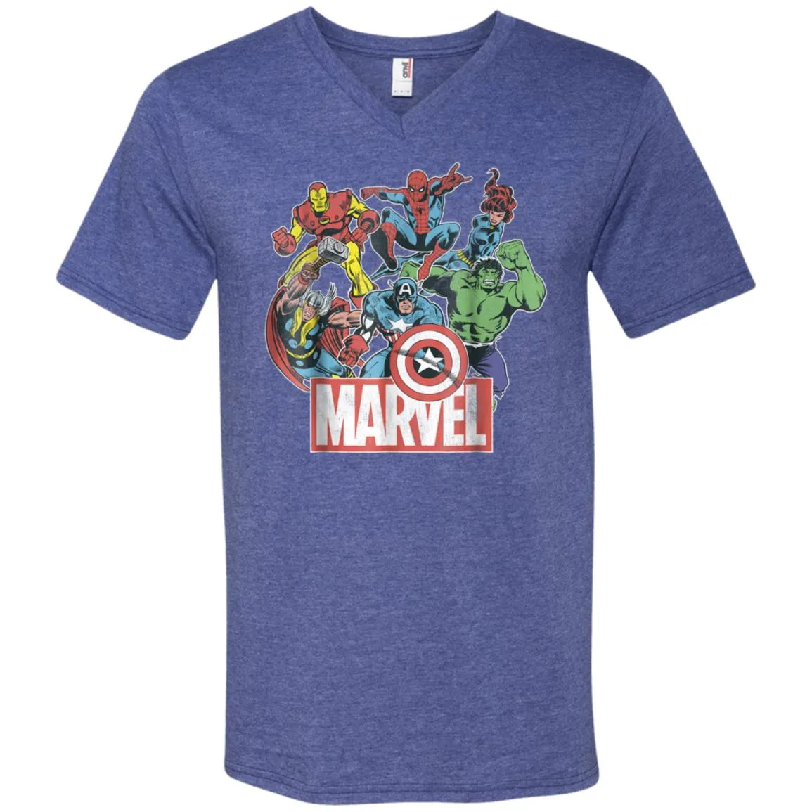 Marvel Avengers Team Retro Comic Vintage Graphic Men V-Neck T-Shirt