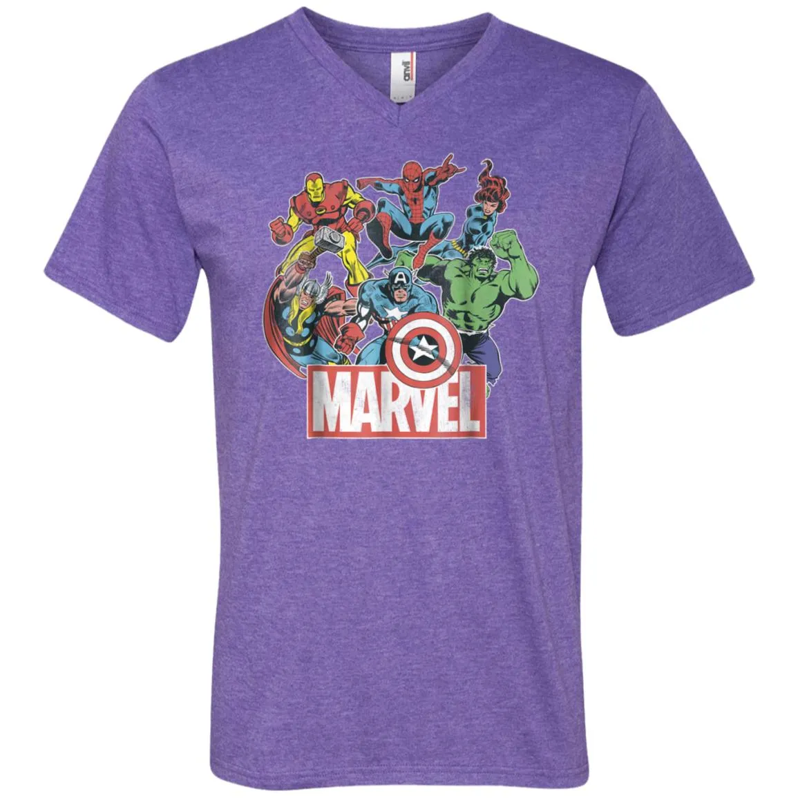 Marvel Avengers Team Retro Comic Vintage Graphic Men V-Neck T-Shirt