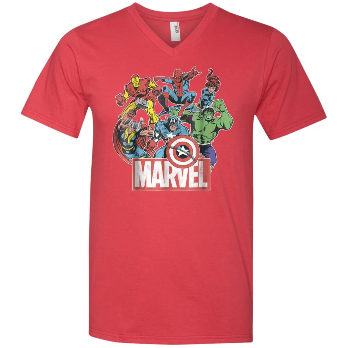 Marvel Avengers Team Retro Comic Vintage Graphic Men V-Neck T-Shirt