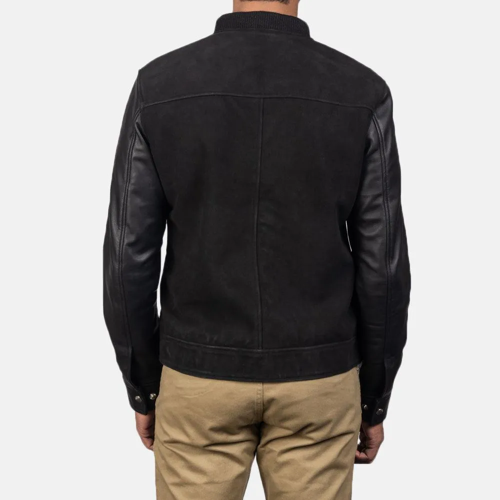 Mens Blain Black Hybrid Bomber Jacket