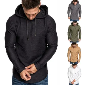 Men's Hoodie Sweatshirt Casual Long Sleeve Slim Tops Gym T-shirt