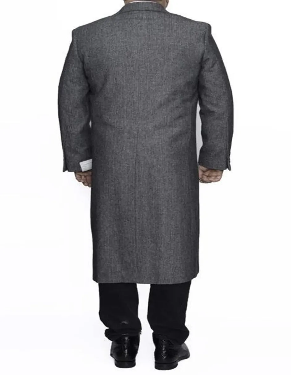 Mens Overcoat - Topcoat For Men - Winter Fabric - Grey Big and Tall Large Man ~ Plus Size Trench Coat Three Button Raincoats lOvercoat Long men's Dress Topcoat - Winter coat 4XL 5XL 6XL