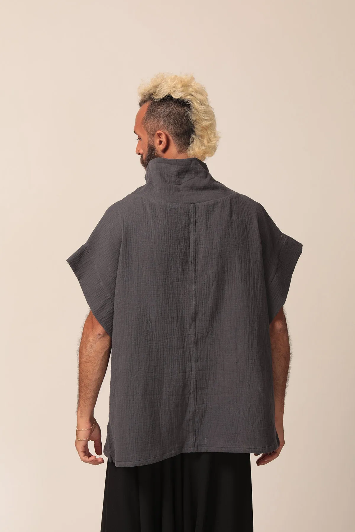 Men's Oversize Dark Grey Cotton Top