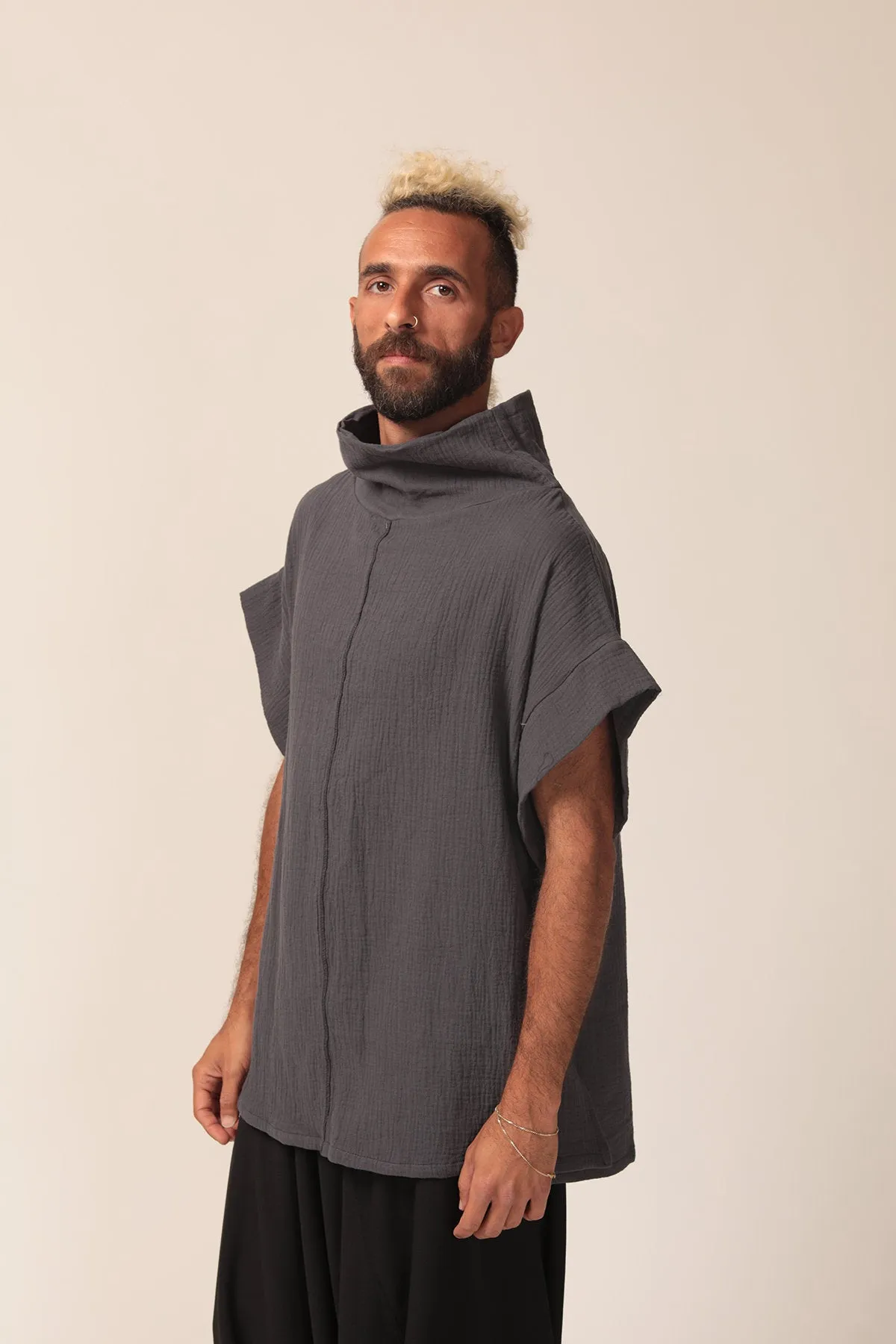 Men's Oversize Dark Grey Cotton Top