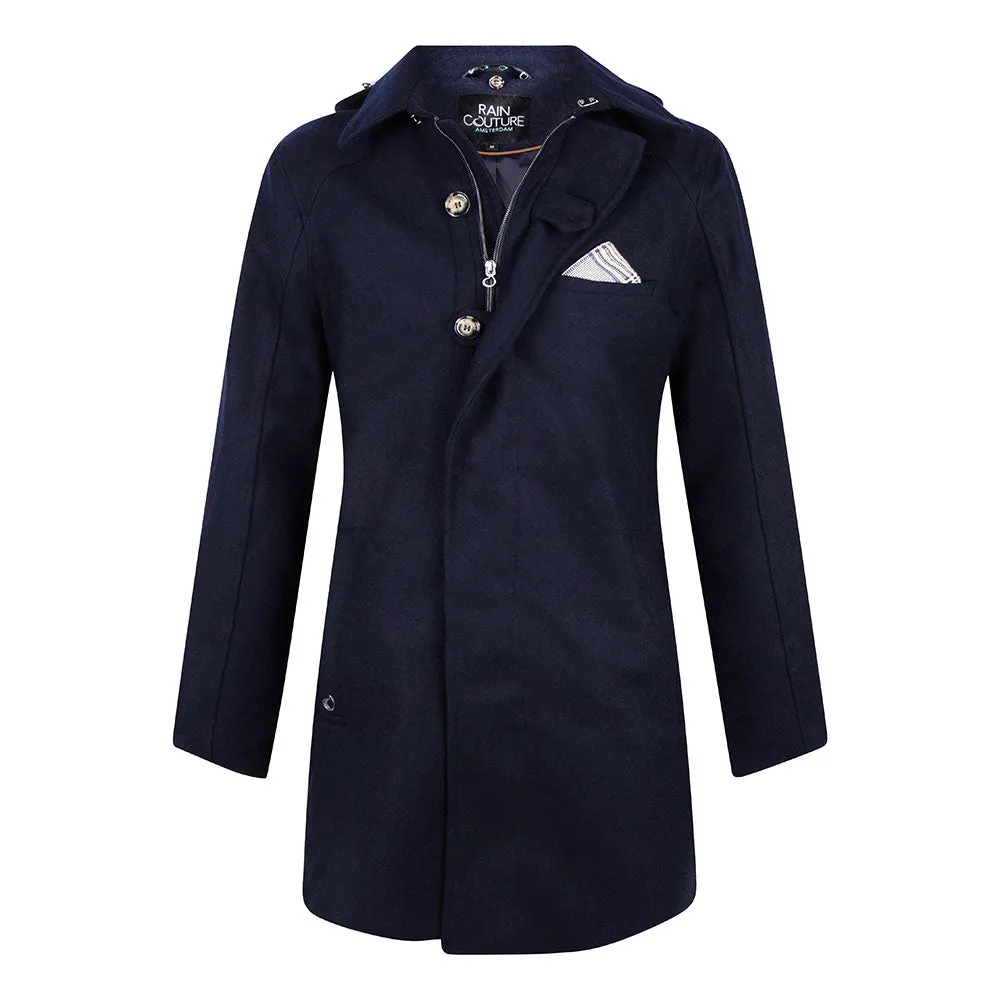 Mens Trench - Waterproof  Navy Wool