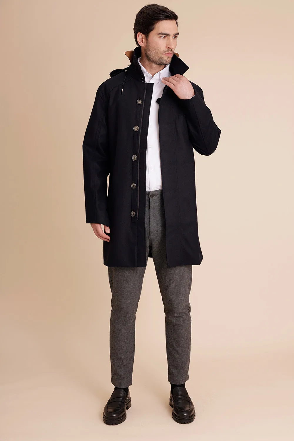 Mens Trench - Waterproof  Navy Wool