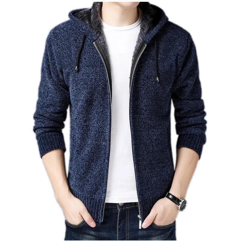 Men's Winter Zipper Knit Cardigan Coat Jacket - Stylish & Warm Outerwear