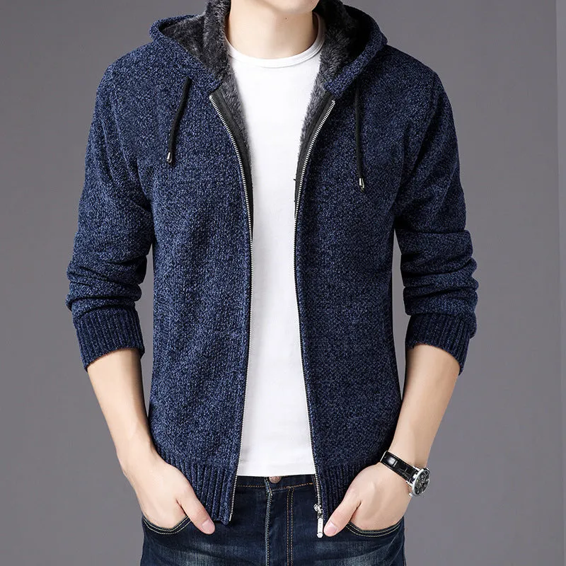 Men's Winter Zipper Knit Cardigan Coat Jacket - Stylish & Warm Outerwear