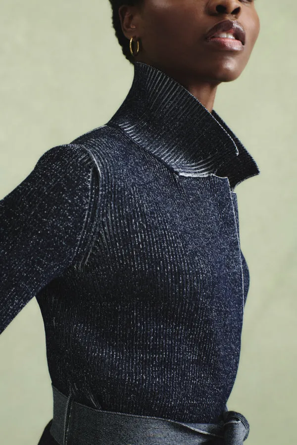 Merritt Jardigan - Ribbed Jardigan Knit :: Navy/Ivory