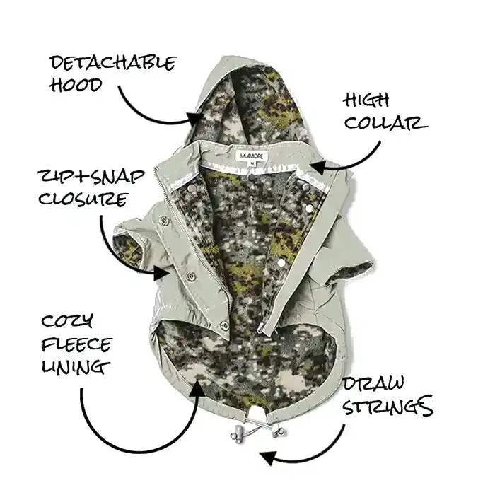 MiAmore Dog Raincoat / Parka - Light Moss