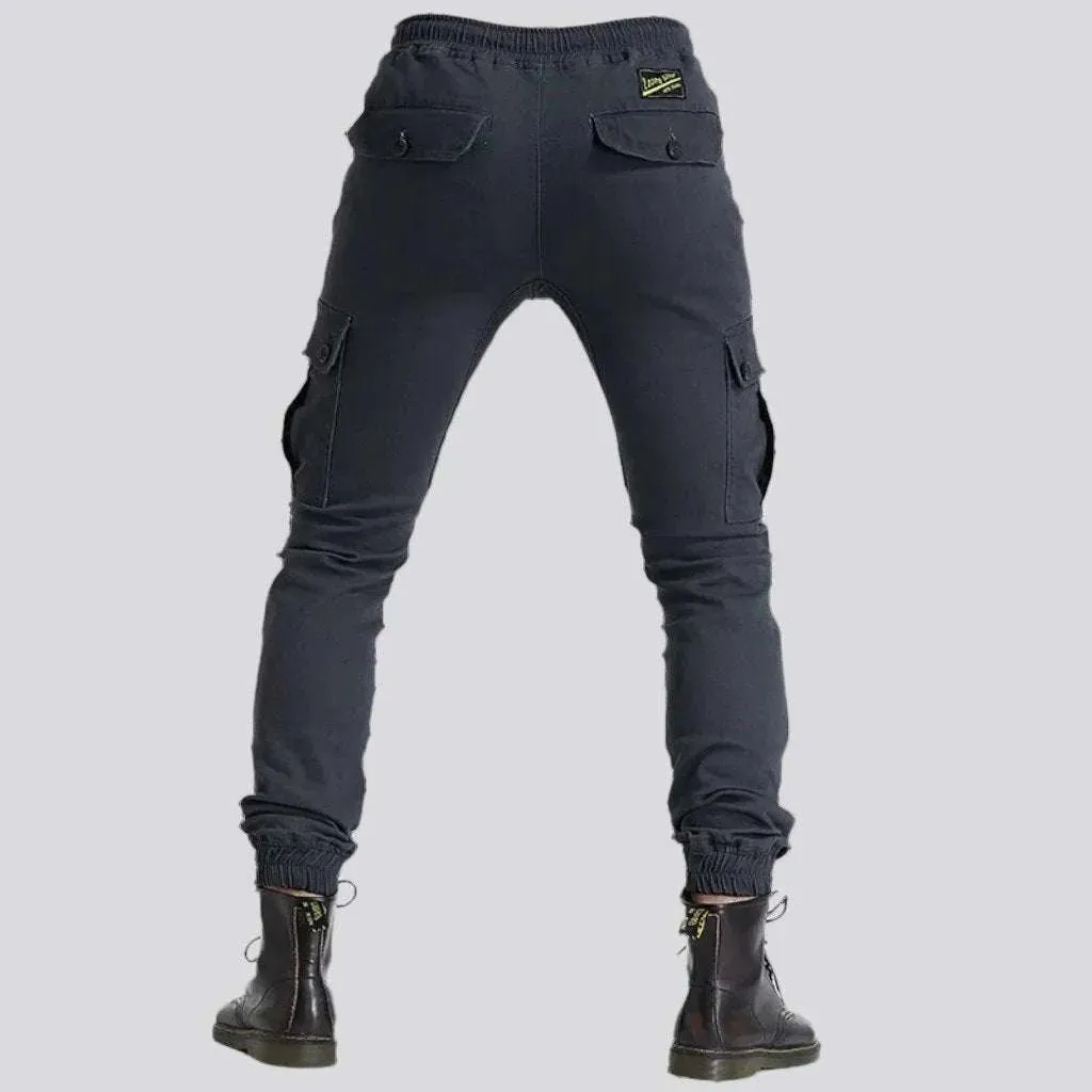 Mid-waist moto men's denim pants