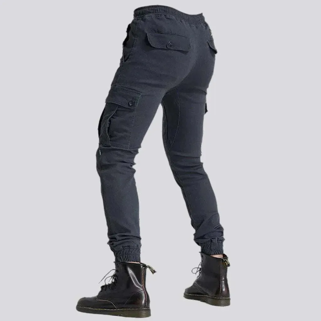 Mid-waist moto men's denim pants