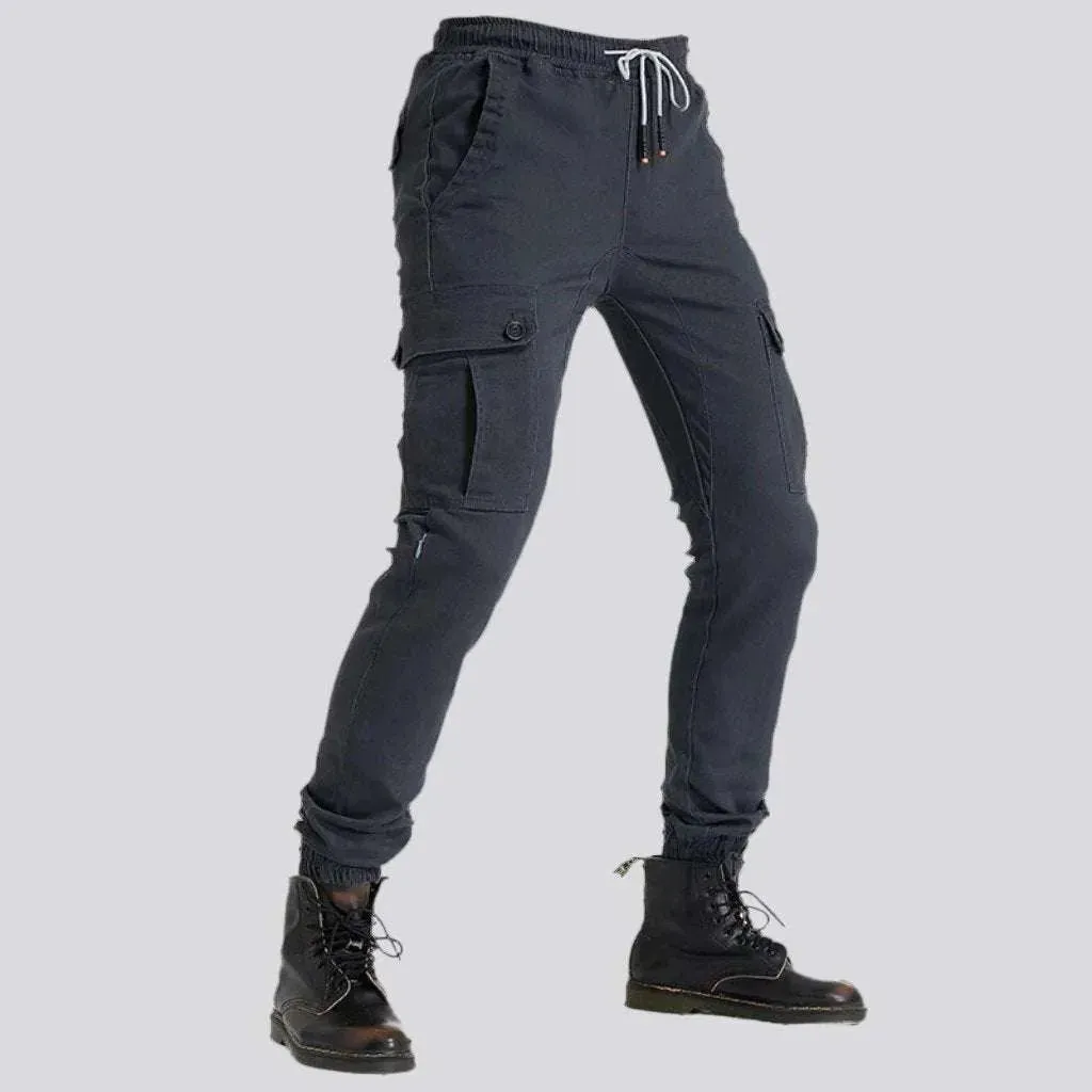 Mid-waist moto men's denim pants