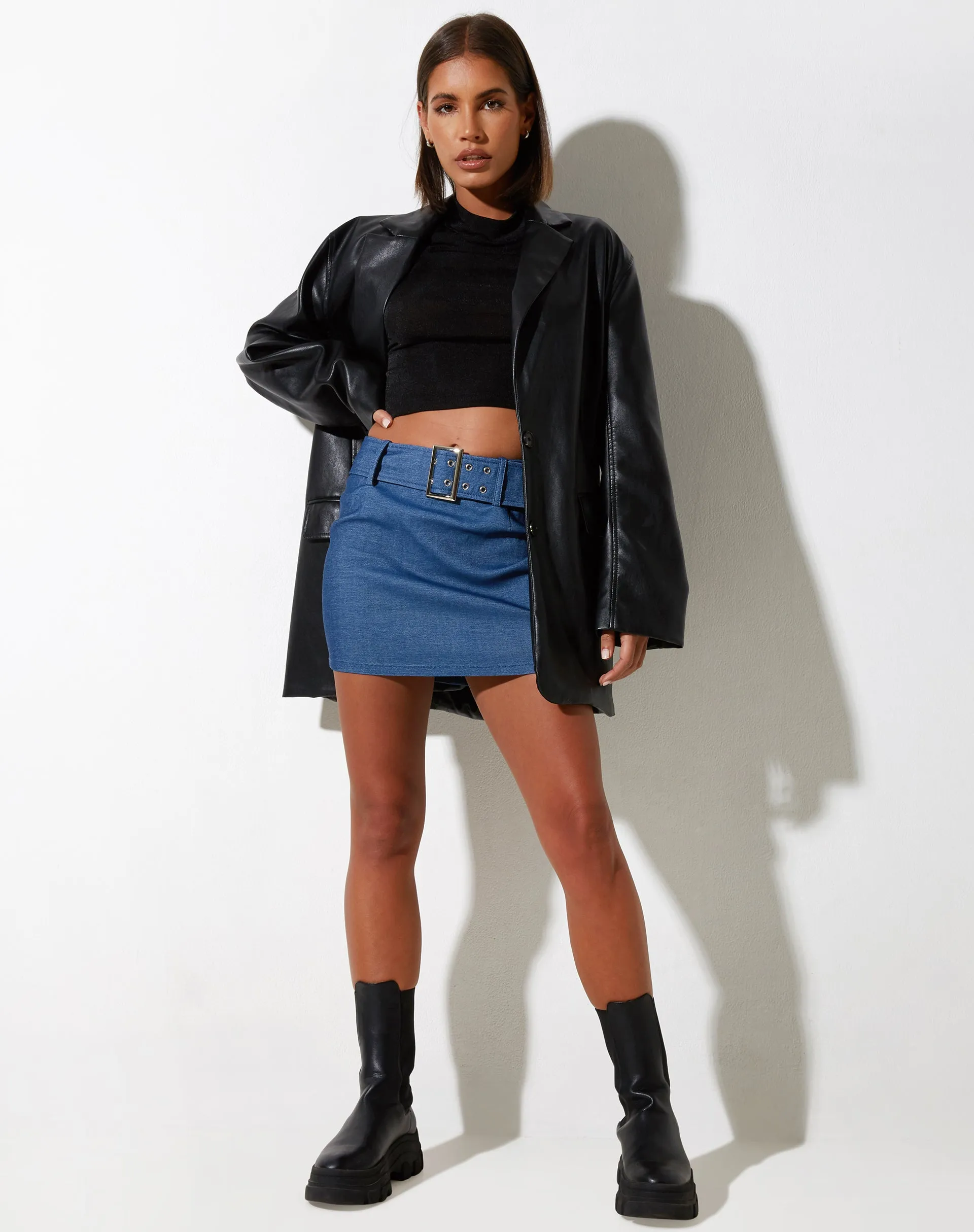 Naka Mini Skirt in Tailoring Denim