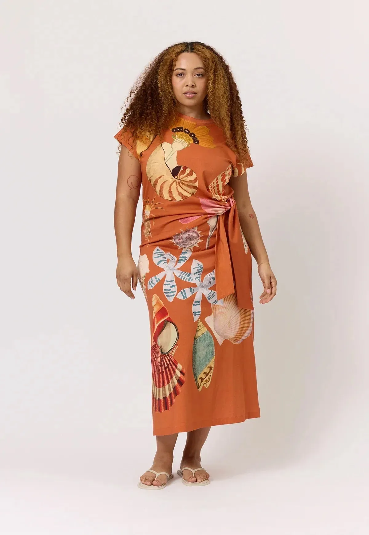 Nancybird Macey Dress in Rust Shell