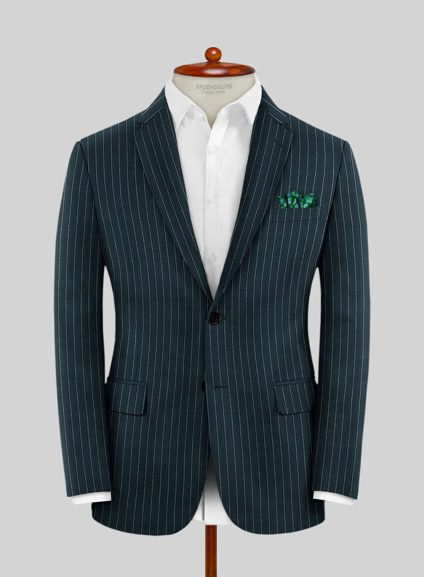 Napolean Argio Stripe Prussian Blue Wool Jacket