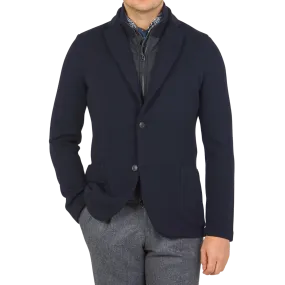 Navy Blue Rain Wool Knitted Jacket