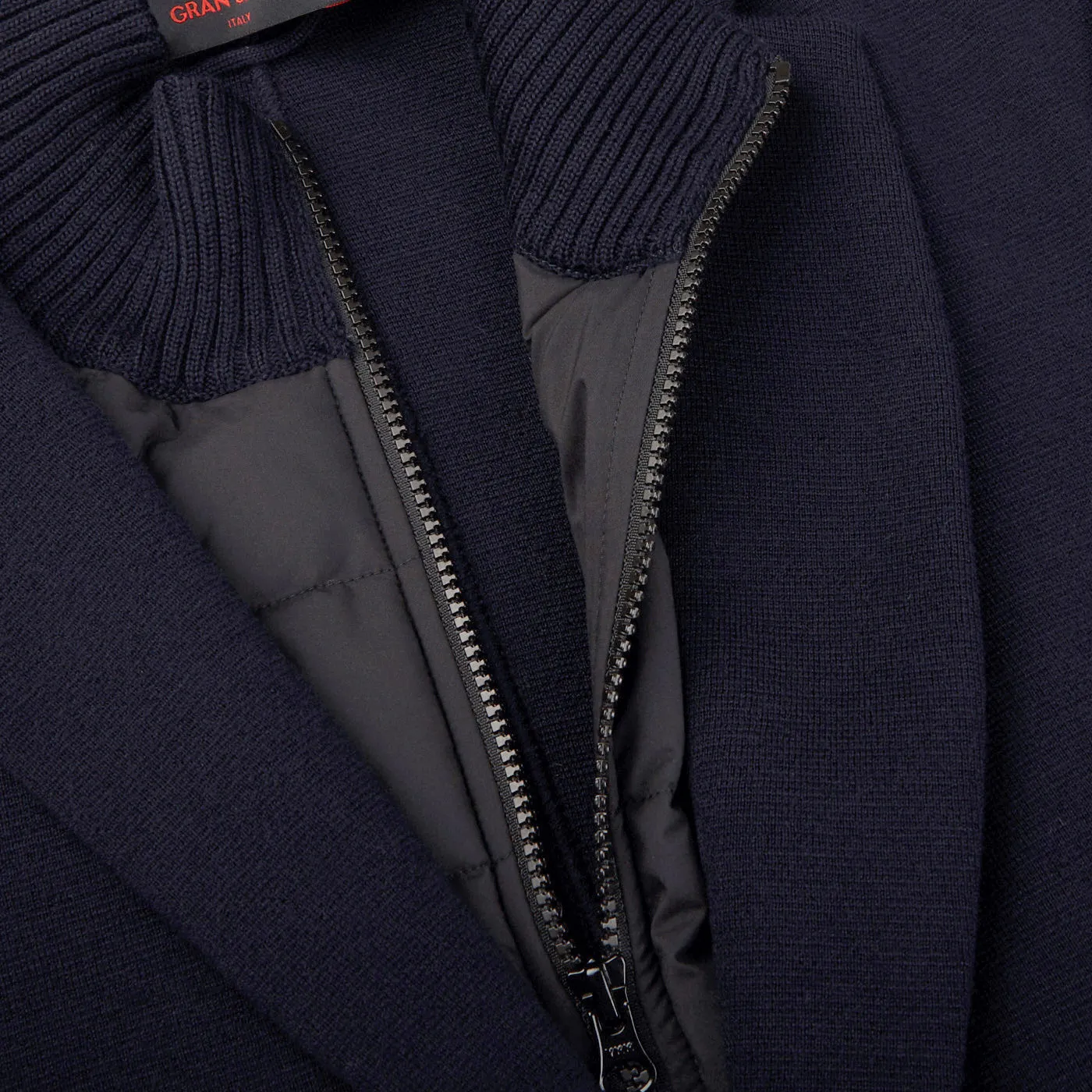 Navy Blue Rain Wool Knitted Jacket