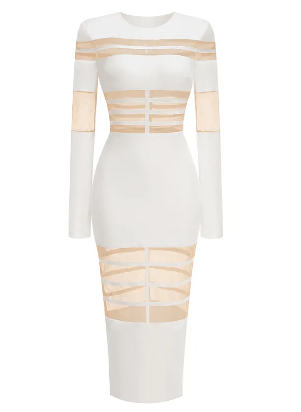 Nouri White Midi Dress