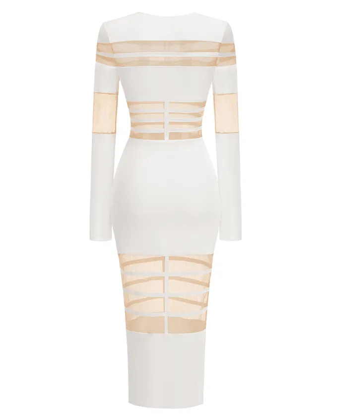 Nouri White Midi Dress