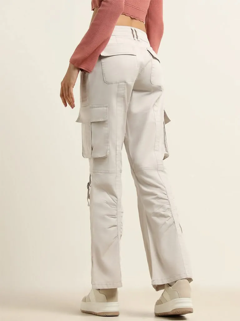 Nuon Cream Cotton Blend Cargo Pants