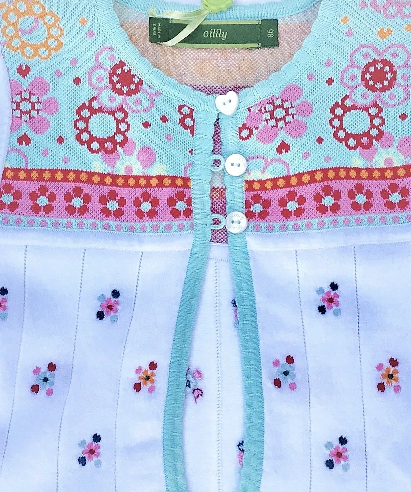 Oilily Short Sleeve Bolero/Cardigan Sweater with Floral Embroidery