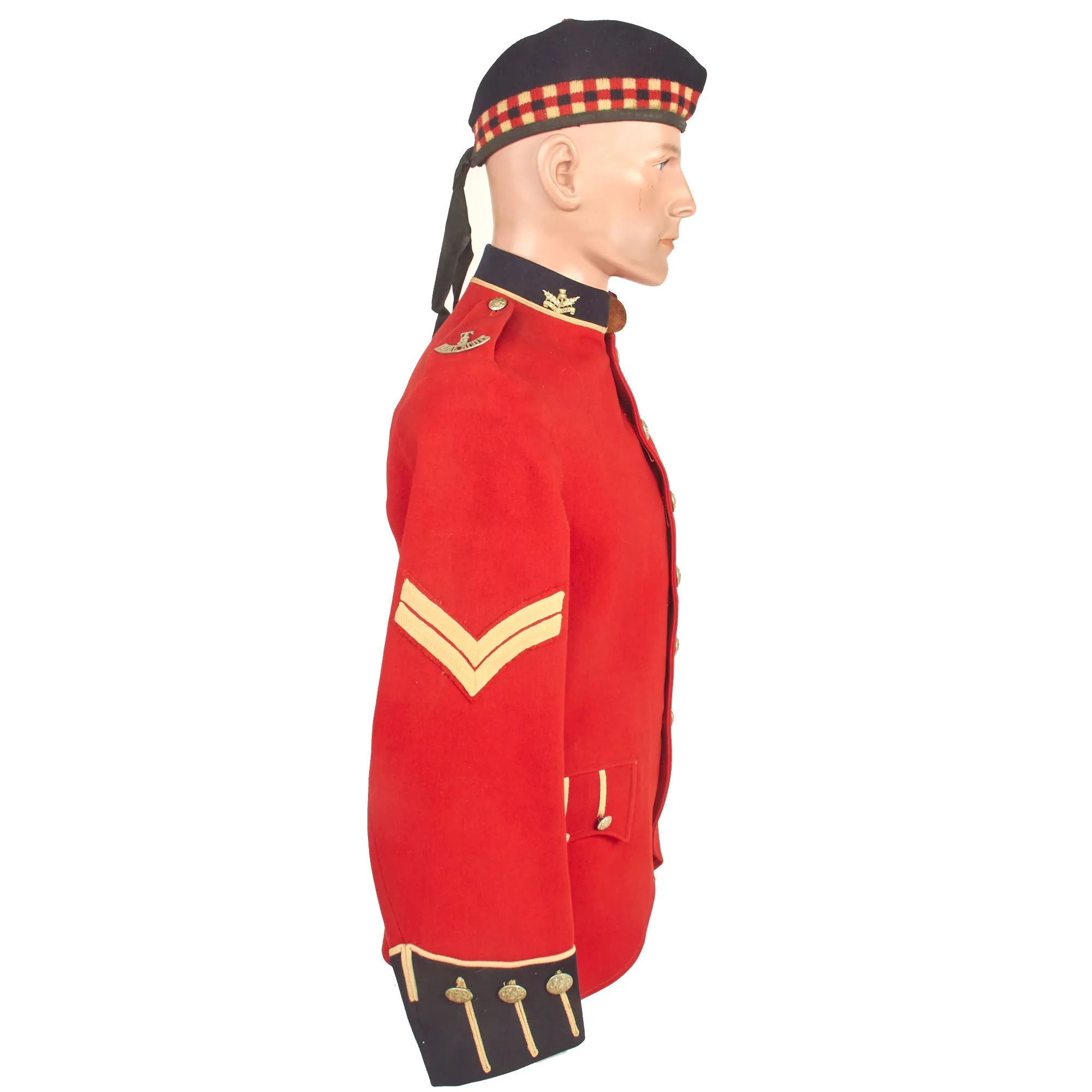 Original British Pre-WWI 8th Territorial Battalion Royal Scots Scarlet Tunic Uniform Set With Trousers and Glengarry Cap