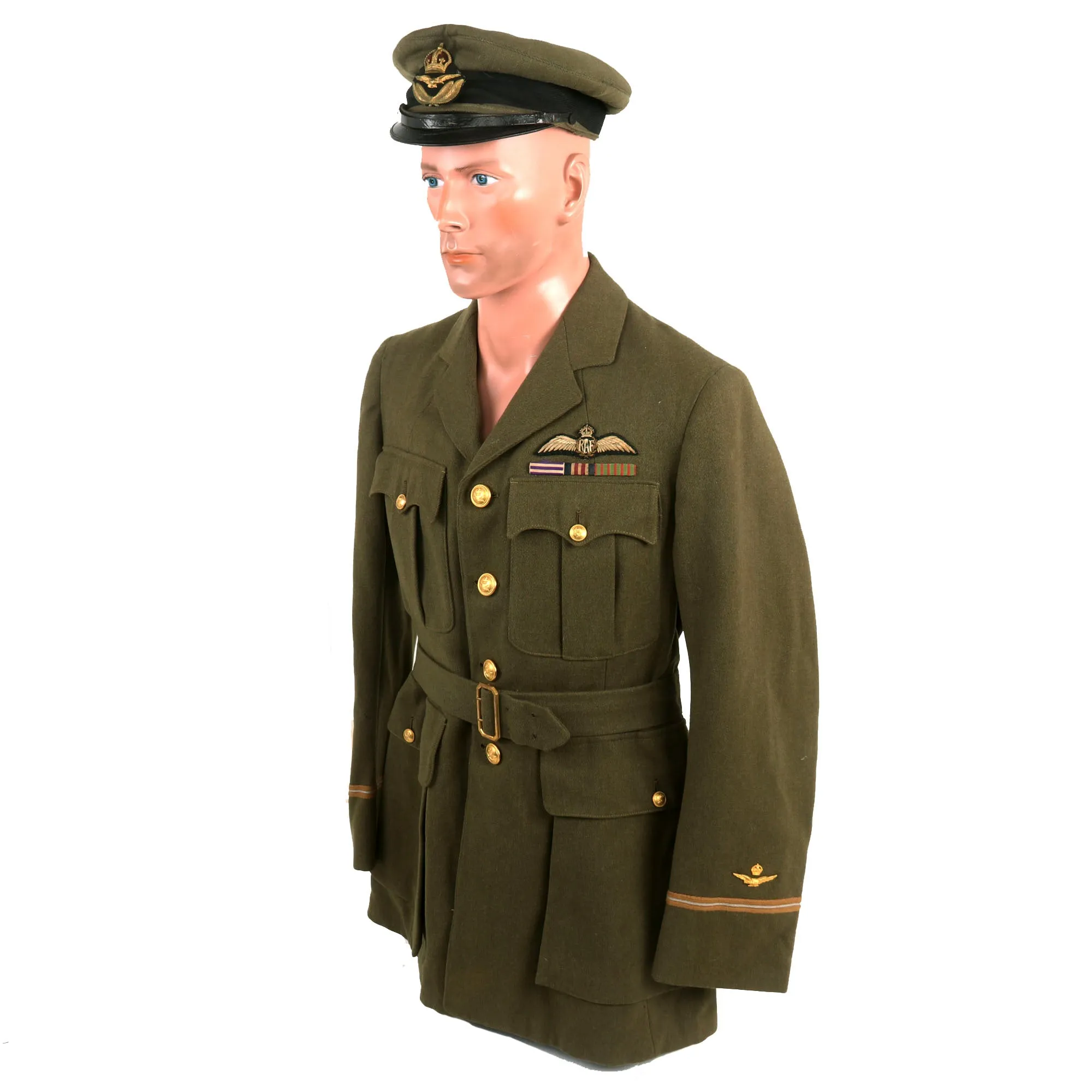 Original British WWI 1918 Royal Air Force Uniform Jacket For Lieutenant Reginald Cyril Byass With Peaked Visor