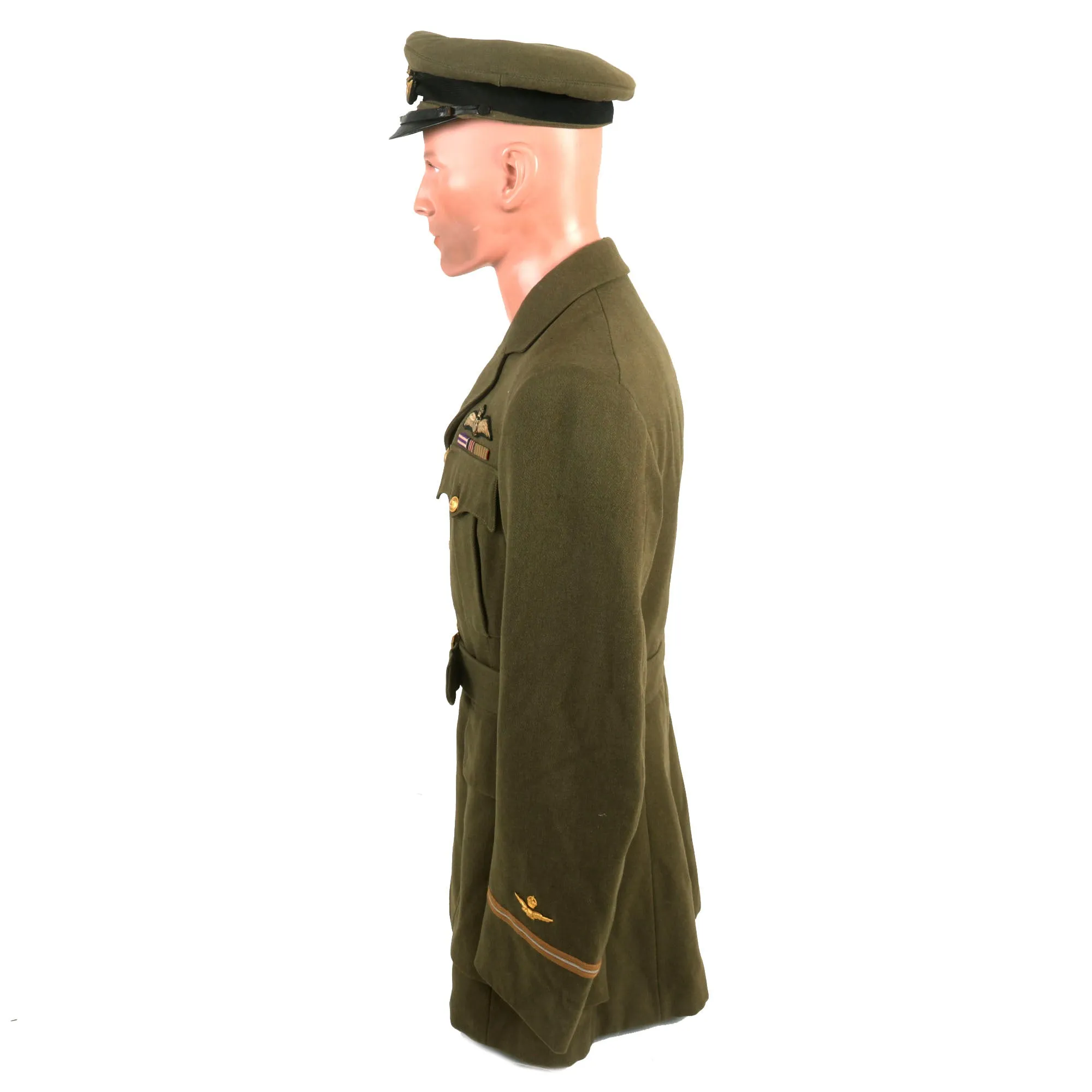 Original British WWI 1918 Royal Air Force Uniform Jacket For Lieutenant Reginald Cyril Byass With Peaked Visor