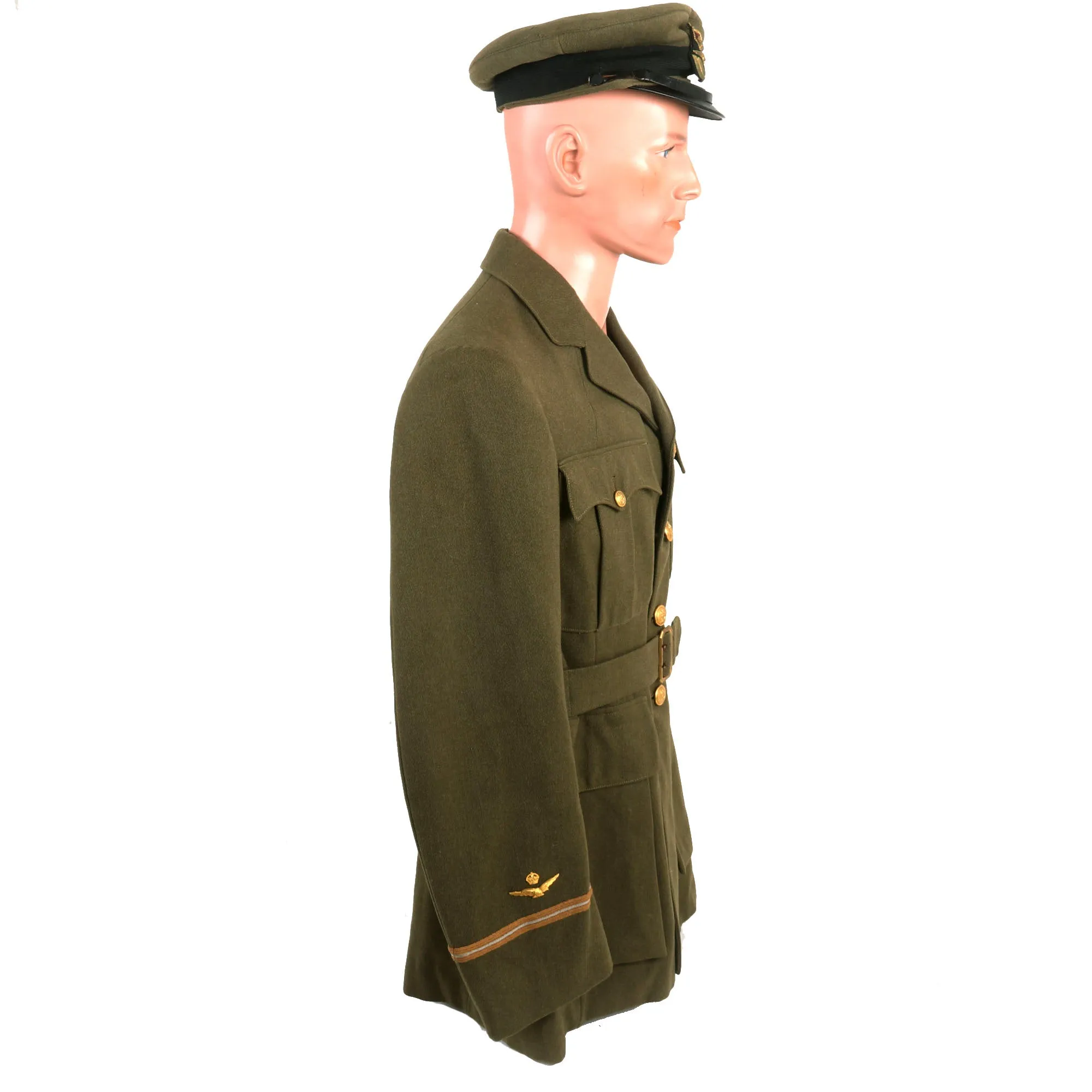 Original British WWI 1918 Royal Air Force Uniform Jacket For Lieutenant Reginald Cyril Byass With Peaked Visor