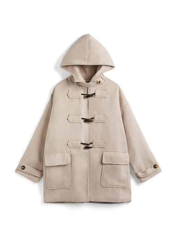 Padded Wool Blend Hooded Long Coat