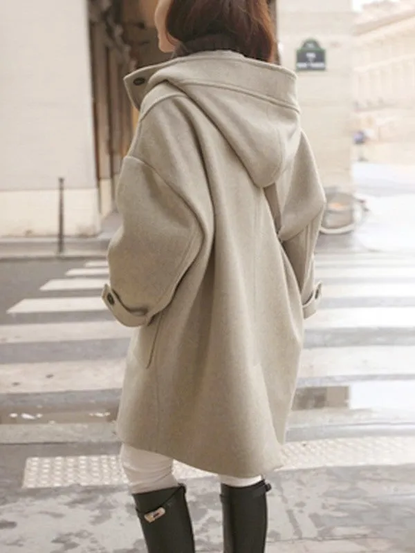 Padded Wool Blend Hooded Long Coat