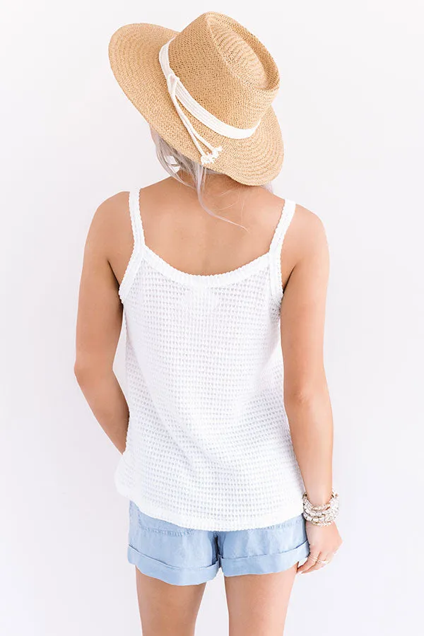 Patio Pretty Waffle Knit Tank In White